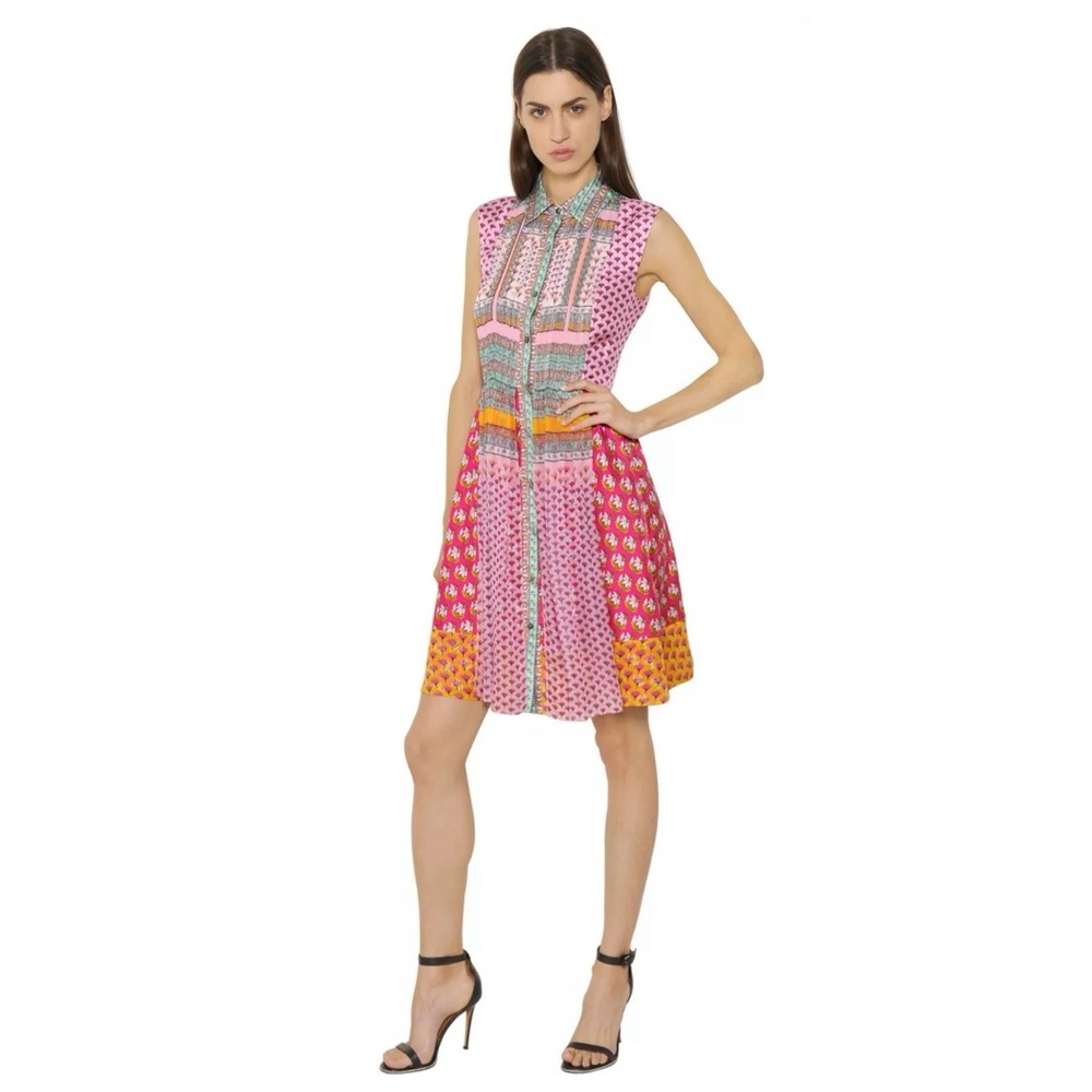 Diane von Furstenberg Colorful Nieves Silk-Twill & Chiffon Dress US Size 2